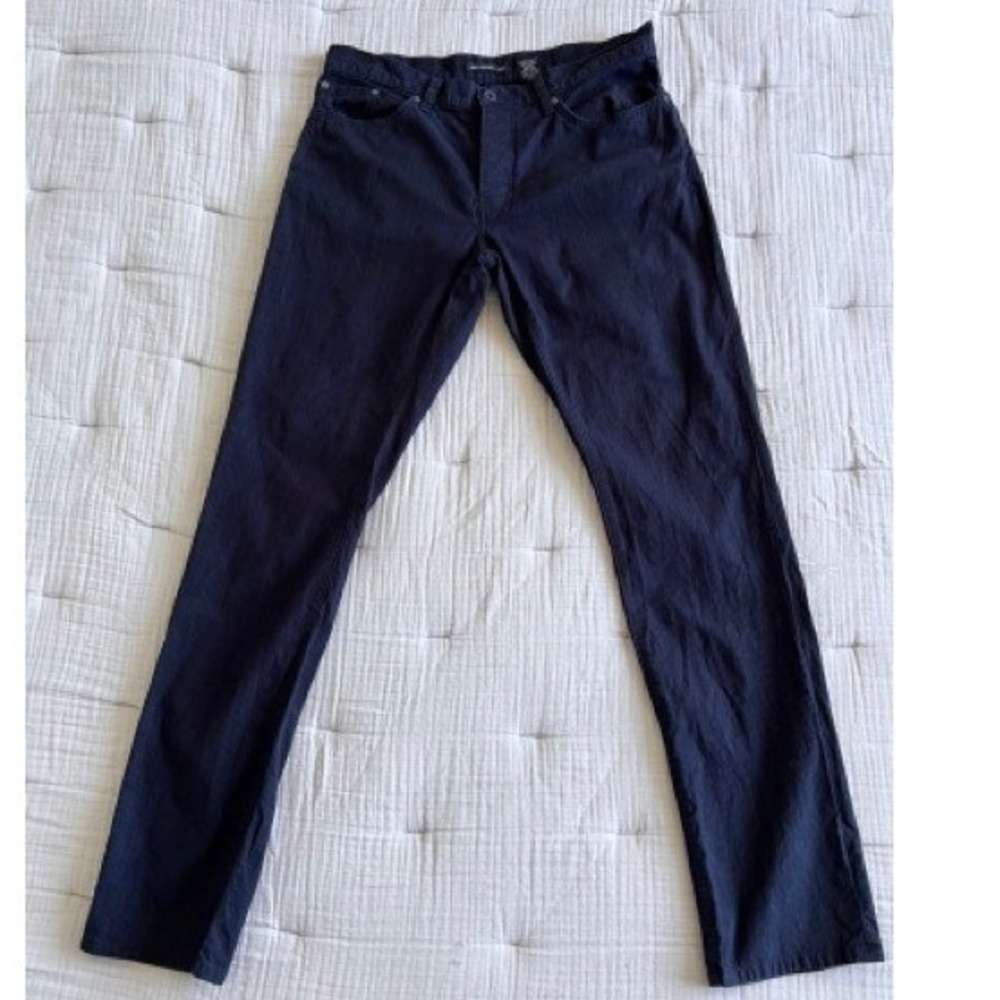 John Varvatos USA Mens Black Micro Pinstripe Straight Leg Canvas Jeans Sz 34x30